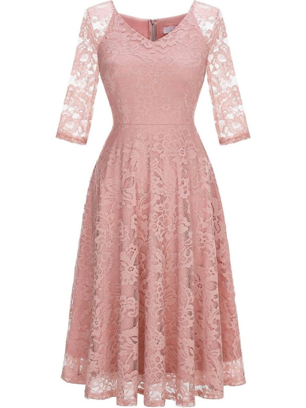 Elegant Long Sleeve Lace A-Line Formal Wedding Guest Dress - Perfect for Events